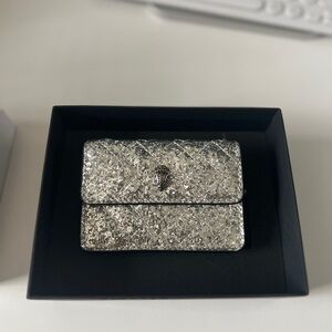 KURT GEIGER Micro Kensington silver glitter crossbody clutch RARE